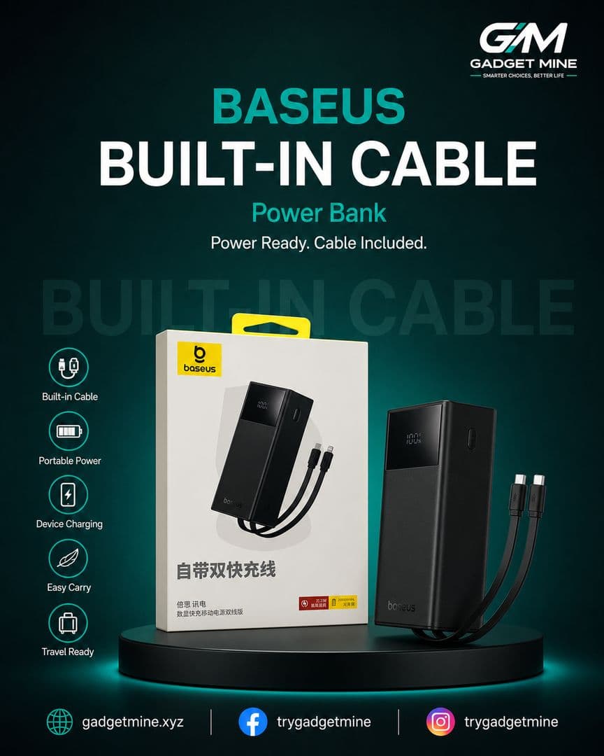 Baseus Power Bank with Built-in Cable