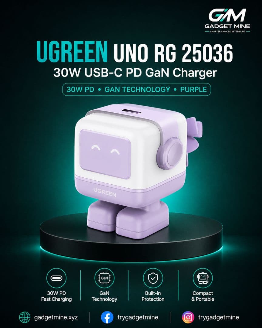 UGREEN Uno RG 30W USB-C PD GaN Fast Charger US Purple