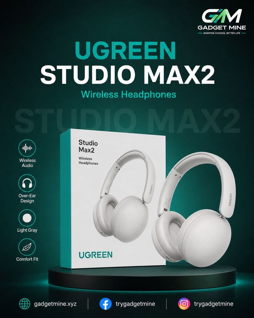UGREEN Studio Max2 Wireless Headphones Light Gray