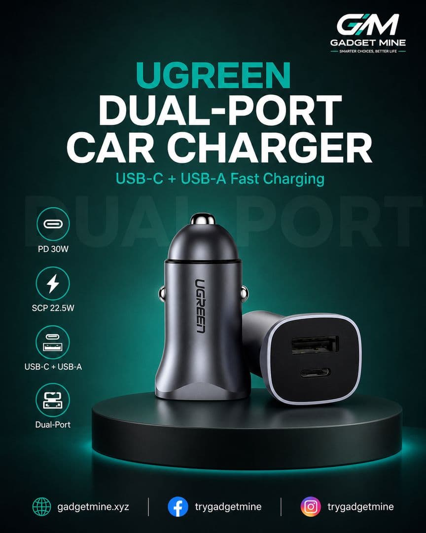 UGREEN A+C Dual-Port Car Charger PD30W + SCP22.5W