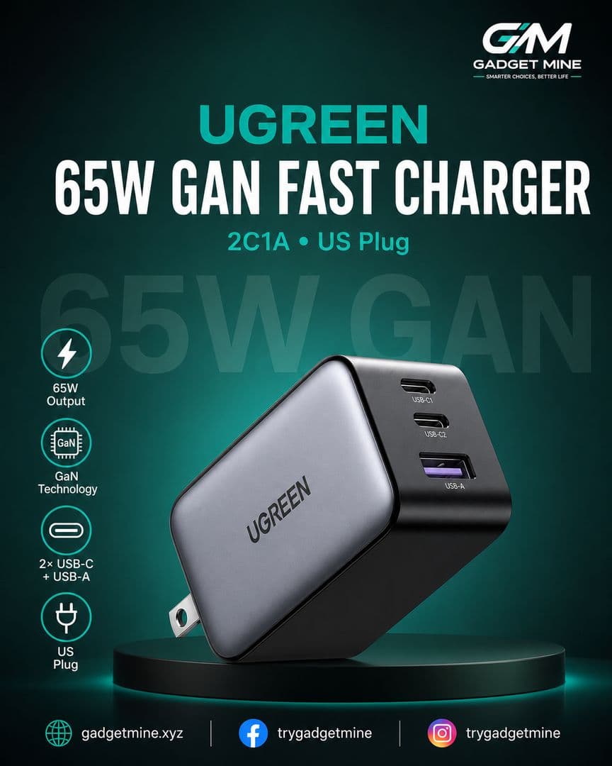 UGREEN 65W GaN Fast Charger 2C1A US