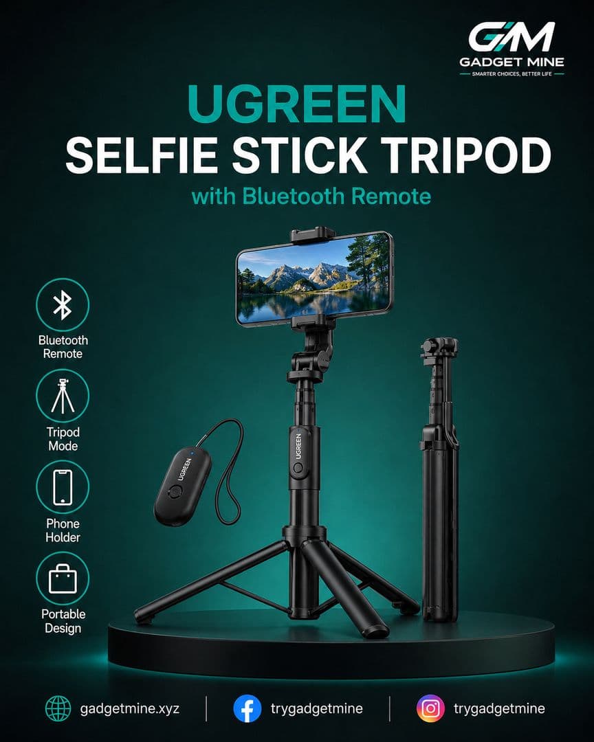 UGREEN Selfie Stick Tripod with Bluetooth Remote